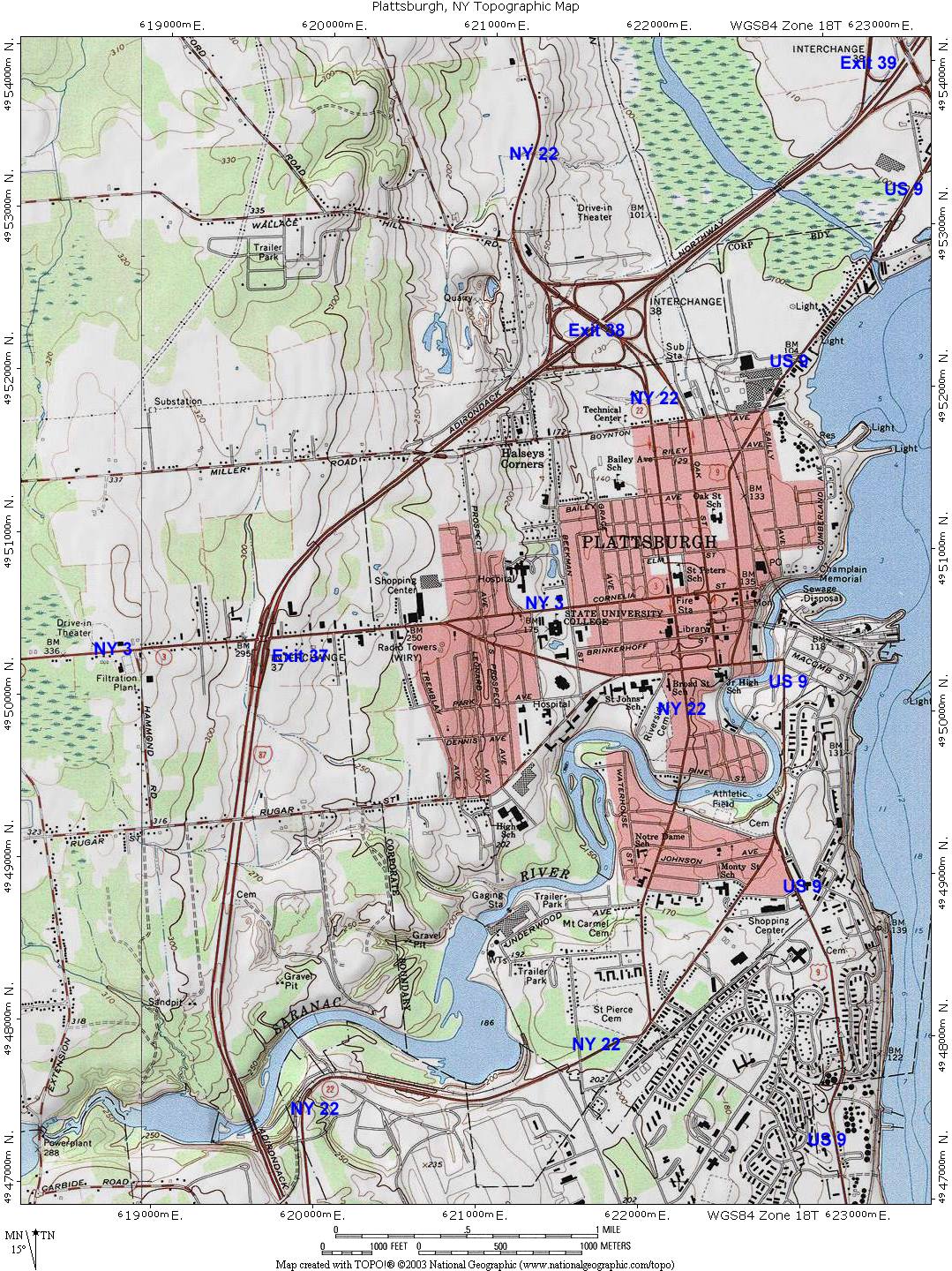 Plattsburgh City Topographic Map