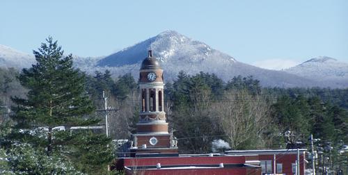 The visitor center tower from NY 3, besides the high school, click for larger picture